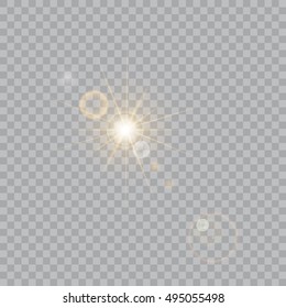 Sunlight, special lens flare, light effect. Sun flash with rays and spotlight. illustration.