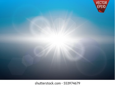 Sunlight special lens flare light effect. Abstract Shining Background. Vector illustration