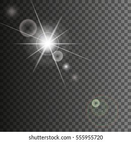 Sunlight, special lens flare, light effect. Sun flash with rays and spotlight. illustration.