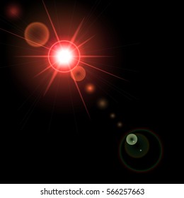 Sunlight, special lens flare, light effect. Sun flash with rays and spotlight. illustration.