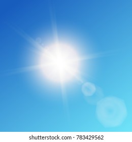 Sunlight special lens flare sun flash with rays and spotlight. Vector Illustration