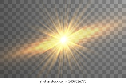 Sunlight special lens flash light effect on transparent background. Effect of blurring light. Vector Illustration.