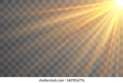 Sunlight special lens flash light effect on transparent background. Effect of blurring light. Vector Illustration.