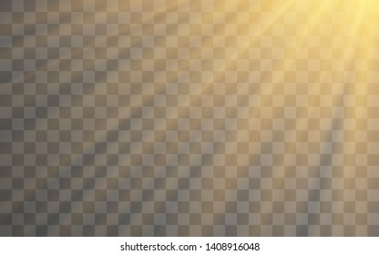 Sunlight special lens flash light effect on transparent background. Effect of blurring light. Vector Illustration.