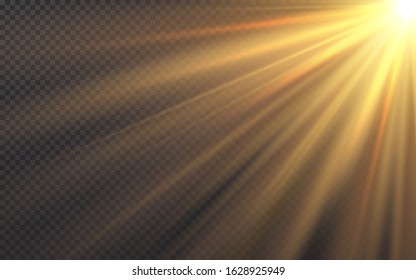 Sunlight special lens flash light effect on transparent background. Effect of blurring light. Vector Illustration.