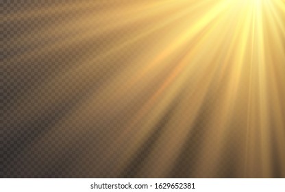 Sunlight special lens flash light effect on transparent background. Effect of blurring light. Vector Illustration.