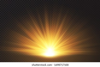 Sunlight special lens flash light effect on transparent background. Effect of blurring light. Vector Illustration.