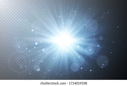 Sunlight special lens flash light effect on transparent background. Effect of blurring light. Vector illustration.