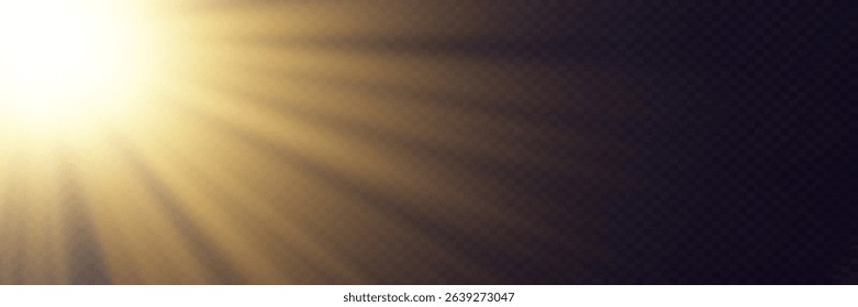 Sunlight with special lens, light flash effect. Horizontal star rays and spotlight.Vector.EPS 10.