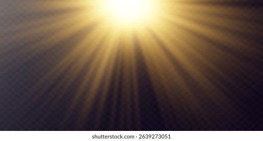 Sunlight with special lens, light flash effect. Horizontal star rays and spotlight.Vector.EPS 10.