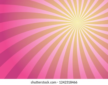 Sunlight spiral abstract background. pink burst background. Vector illustration. Sun beam ray sunburst pattern background. Retro bright backdrop.