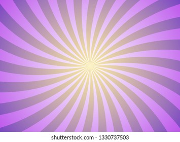 Sunlight spiral abstract background. purple burst background. Vector illustration. Sun beam ray sunburst pattern background. Retro bright backdrop.