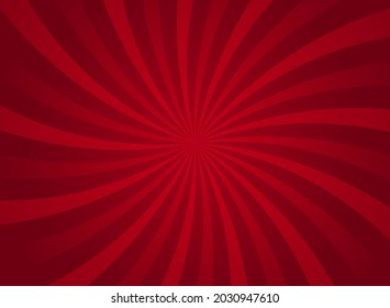 Sunlight spiral abstract background. Red swirl burst background. Vector illustration. Sun beam ray sunburst wallpaper. Retro circus poster or placard