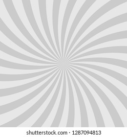 Sunlight  spiral background. grey color burst background. Fantasy Vector illustration. Magic Sun beam ray sunburst pattern background. Retro monochrome backdrop.
