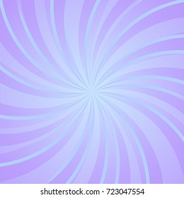 Sunlight  spiral background. Violet and lilac color burst background. Fantasy Vector illustration. Magic Sun beam ray sunburst pattern background. Retro circus bright backdrop.