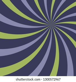 Sunlight  spiral background. Violet, purple and green color burst background. Fantasy Vector illustration. Magic Sun beam ray sunburst pattern background. Retro circus bright backdrop.