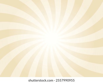 Sunlight spiral wide background. Dutch white color burst background. Vector illustration. Sun beam yellow ray sunburst pattern background. Retro circus backdrop.