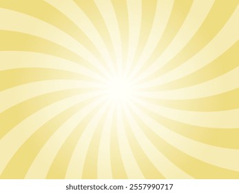 Sunlight spiral wide background. Faded flax white color burst background. Vector illustration. Sun beam ray sunburst pattern background. Retro circus backdrop.