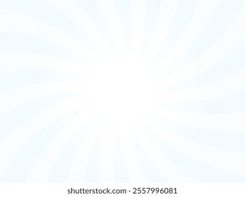 Sunlight spiral wide background. Faded azure white color burst background. Vector illustration. Sun beam ray sunburst pattern background. Retro circus backdrop.