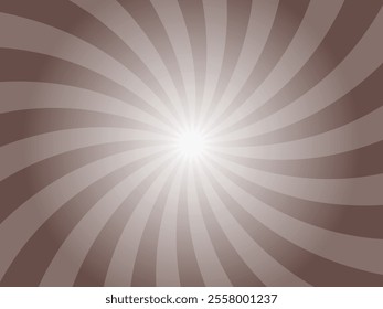 Sunlight spiral wide background. Faded liver brown color burst background. Vector illustration. Sun beam ray sunburst pattern background. Retro circus backdrop.