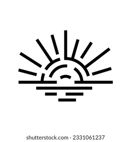 vectores de icono de la línea de verano solar de la salida del sol. señal de verano del sol de la salida del sol. símbolo de contorno aislado ilustración negra
