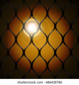 Sunlight at sunset behind bars background 