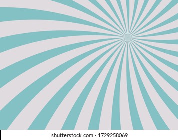 Sunlight swirl rays background.  blue and grey spiral burst wallpaper. Vector illustration. Sun beam ray sunburst poster. Retro circus or carnival placard