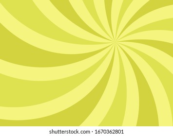 Sunlight swirl rays background.  green spiral burst wallpaper. Vector illustration. Sun beam ray sunburst poster. Retro circus or carnival placard