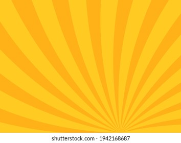 Sunlight swirl rays background.  Orange spiral burst wallpaper. Vector illustration. Sun beam ray sunburst poster. Retro circus or carnival placard