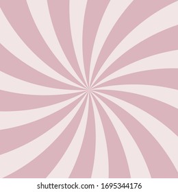 Sunlight swirl rays background.  pink and peach spiral burst wallpaper. Vector illustration. Candy sun beam ray sunburst poster. Retro circus or carnival placard