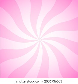 Sunlight swirl rays background. pink and peach spiral burst wallpaper.  Happy Valentines Day postcard.Candy background.Vector illustration.