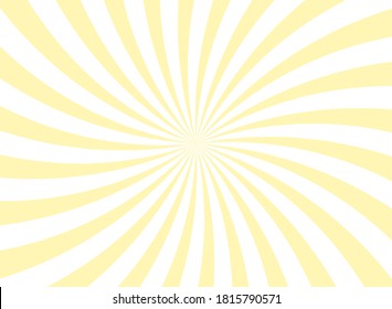 Sunlight swirl rays background.  yellow spiral burst wallpaper. Vector illustration. Sun beam ray sunburst poster. Retro circus or carnival placard