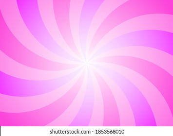 Sunlight Swirl Rays Wide Background.  Pink Spiral Burst Wallpaper. Vector Illustration. Sun Beam Ray Sunburst Poster. Retro Circus Or Carnival Placard