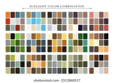 Sunlight tone color palette. Trend color palette guide template. Fit for fashion designers, business, and paints colors company. Match combinations. Vector graphics. Eps 10.