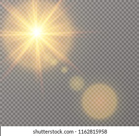 Sunlight a translucent special design of the light effect. Vector blur in the light of radiance. Isolated sunlight transparent background. Element of decor. Horizontal rays of light.