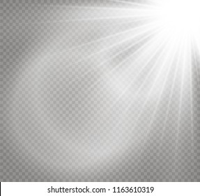 Sunlight a translucent special design of the light effect. Vector blur in the light of radiance. Isolated sunlight transparent background. Element of decor. Horizontal rays of light.