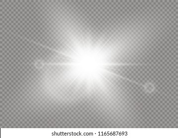 Sunlight a translucent special design of the light effect. Vector blur in the light of radiance. Isolated sunlight transparent background. Element of decor. Horizontal rays of light.