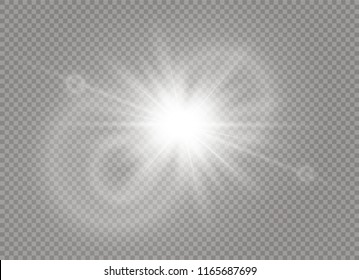 Sunlight a translucent special design of the light effect. Vector blur in the light of radiance. Isolated sunlight transparent background. Element of decor. Horizontal rays of light.