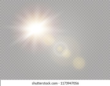 Sunlight a translucent special design of the light effect. Vector blur in the light of radiance. Isolated sunlight transparent background. Element of decor. Horizontal rays of light.