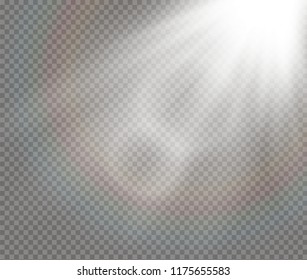 Sunlight a translucent special design of the light effect. Vector blur in the light of radiance. Isolated sunlight transparent background. Element of decor. Horizontal rays of light.