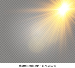 Sunlight a translucent special design of the light effect. Vector blur in the light of radiance. Isolated sunlight transparent background. Element of decor. Horizontal rays of light.