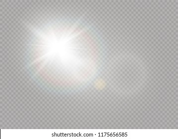 Sunlight a translucent special design of the light effect. Vector blur in the light of radiance. Isolated sunlight transparent background. Element of decor. Horizontal rays of light.
