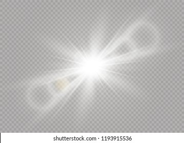 Sunlight a translucent special design of the light effect. Vector blur in the light of radiance. Isolated sunlight transparent background. Element of decor. Horizontal rays of light.