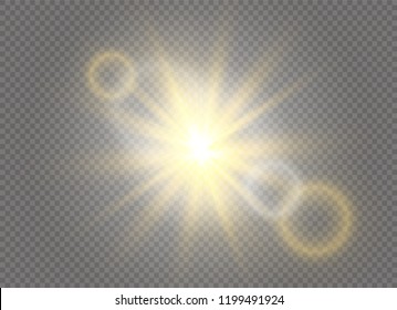 Sunlight a translucent special design of the light effect. Vector blur in the light of radiance. Isolated sunlight transparent background. Element of decor. Horizontal rays of light.