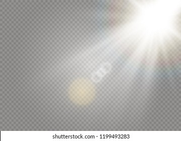 Sunlight a translucent special design of the light effect. Vector blur in the light of radiance. Isolated sunlight transparent background. Element of decor. Horizontal rays of light.