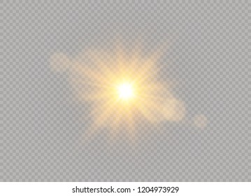 Sunlight a translucent special design of the light effect. Vector blur in the light of radiance. Isolated sunlight transparent background. Element of decor. Horizontal rays of light.