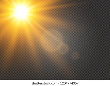 Sunlight a translucent special design of the light effect. Vector blur in the light of radiance. Isolated sunlight transparent background. Element of decor. Horizontal rays of light.