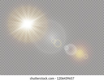 Sunlight a translucent special design of the light effect. Vector blur in the light of radiance. Isolated sunlight transparent background. Element of decor. Horizontal rays of light.