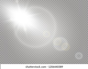 Sunlight a translucent special design of the light effect. Vector blur in the light of radiance. Isolated sunlight transparent background. Element of decor. Horizontal rays of light.