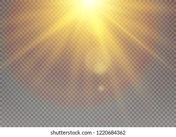 Sunlight a translucent special design of the light effect. Vector blur in the light of radiance. Isolated sunlight transparent background. Element of decor. Horizontal rays of light.